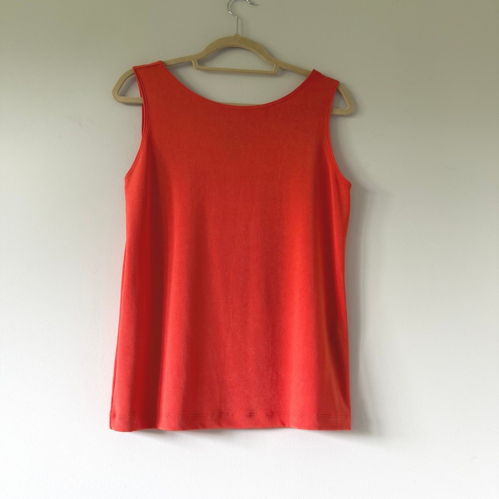 Travelers by Chicos Orange Tank Top Sleeveless Scoop Neck Stretch Sz 1 M Office